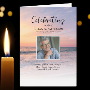 Sunset Beach Photo Firande of Life Funeral Program