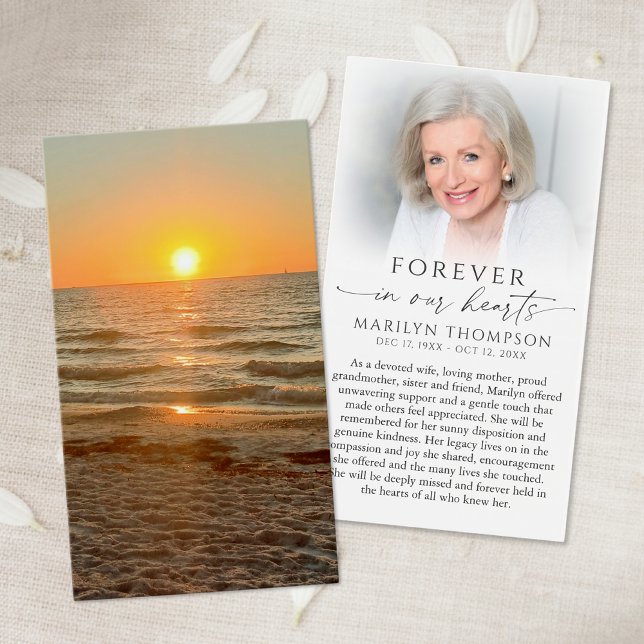 Sunset Beach Photo Memorial Sympathy Prayer Card Visitkort (Skapare uppladdad)