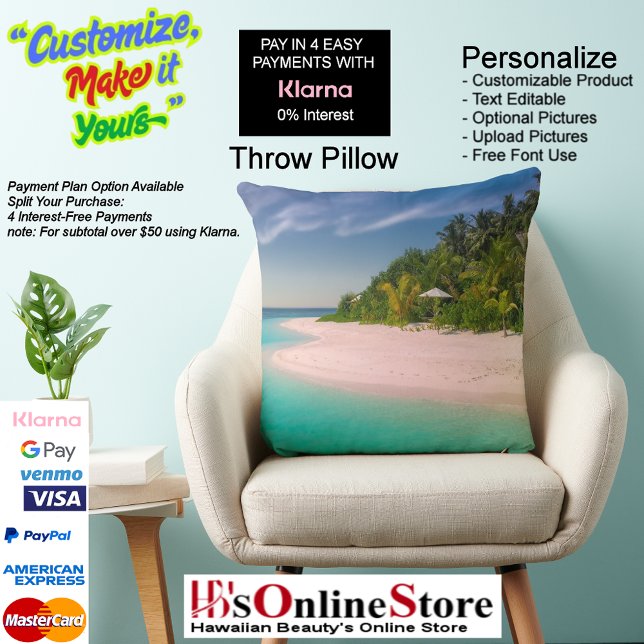 Sunset Beach Polyester Dekorativ kudde 10 (Sunset Beach Square Polyester Large Pillow 10.)