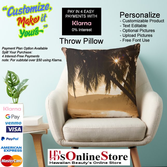 Sunset Beach Polyester Dekorativ kudde 11 (Sunset Beach Square Polyester Large Pillow 11.)