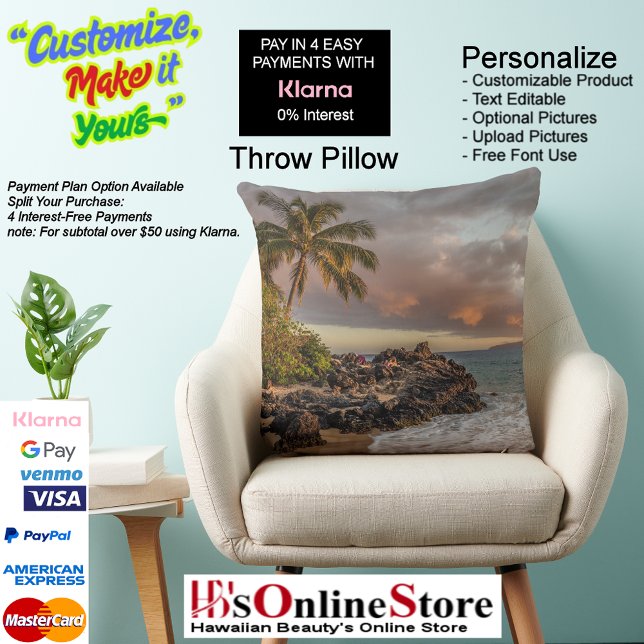 Sunset Beach Polyester Dekorativ kudde 12 (Sunset Beach Square Polyester Large Pillow 12.)