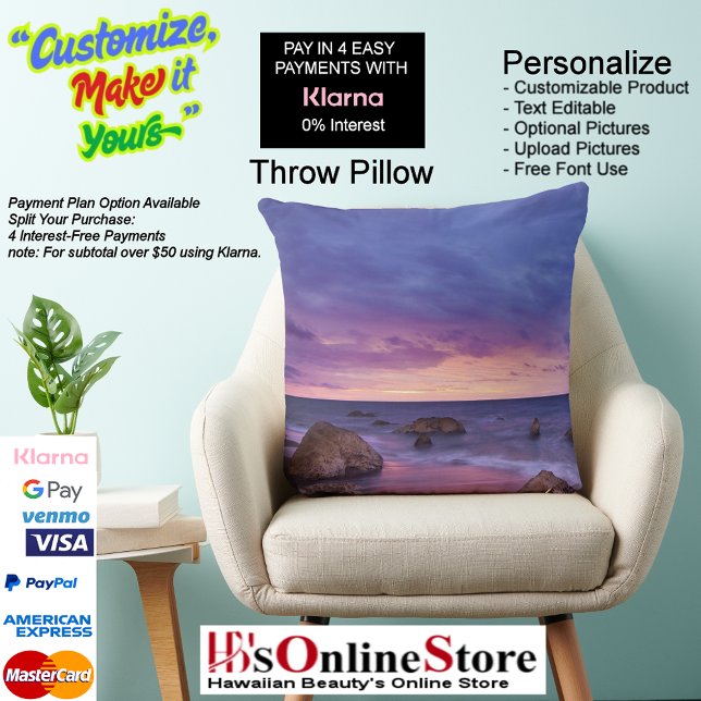 Sunset Beach Polyester Dekorativ kudde 13 (Sunset Beach Square Polyester Large Pillow 13.)