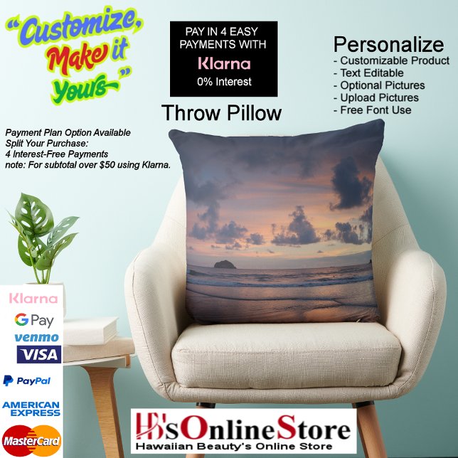 Sunset Beach Polyester Dekorativ kudde 26 (Sunset Beach Square Polyester Large Pillow 26.)