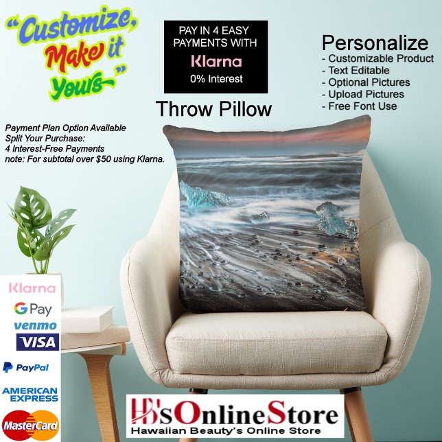 Sunset Beach Polyester Dekorativ kudde 29 (Sunset Beach Square Polyester Large Pillow 29.)