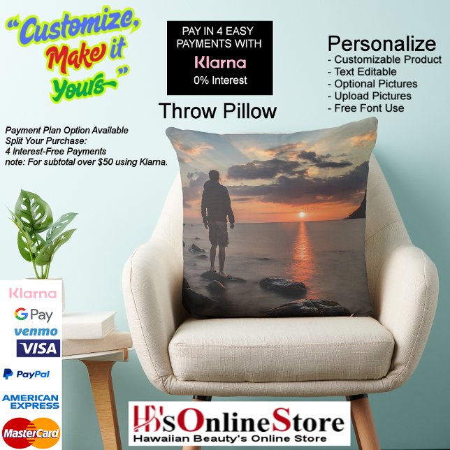 Sunset Beach Polyester Dekorativ kudde 32 (Sunset Beach Square Polyester Large Pillow 32.)