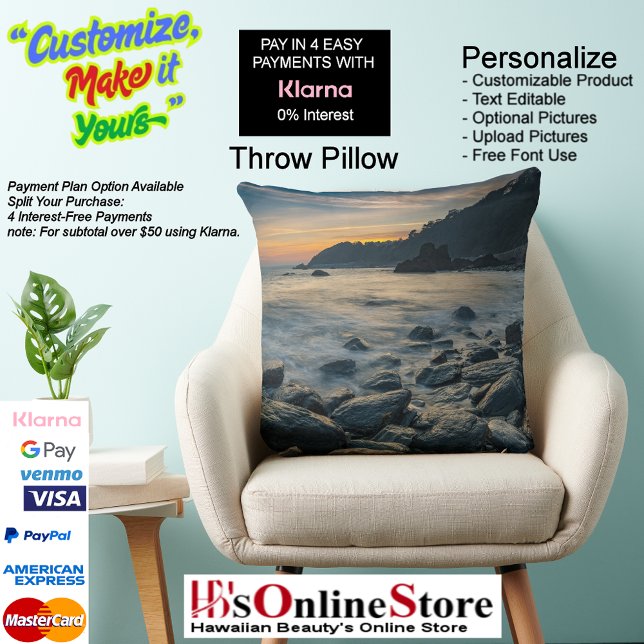 Sunset Beach Polyester Dekorativ kudde 36 (Sunset Beach Square Polyester Large Pillow 36.)