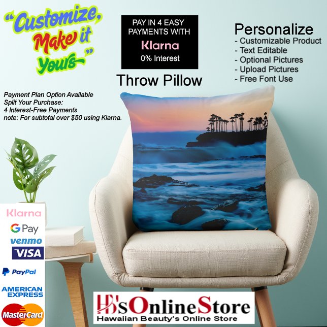 Sunset Beach Polyester Dekorativ kudde 4 (Sunset Beach Square Polyester Throw Large Pillow 4.)