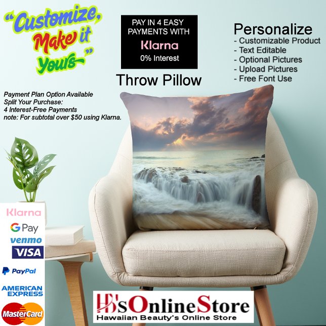 Sunset Beach Polyester Dekorativ kudde 40 (Sunset Beach Square Polyester Large Pillow 40.)