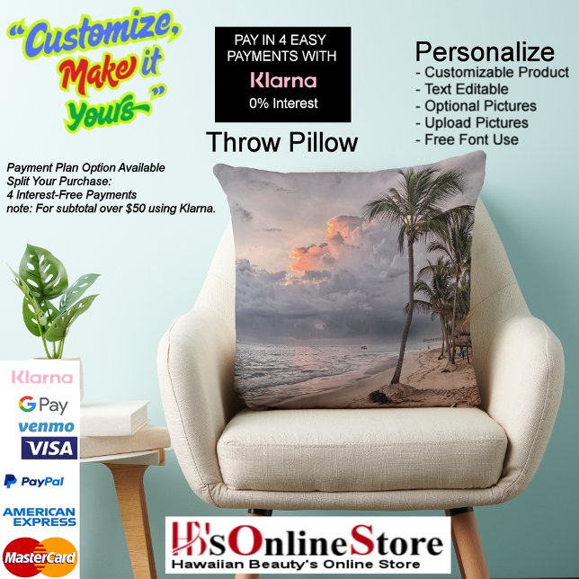 Sunset Beach Polyester Dekorativ kudde 9 (Sunset Beach Square Polyester Large Pillow 9.)