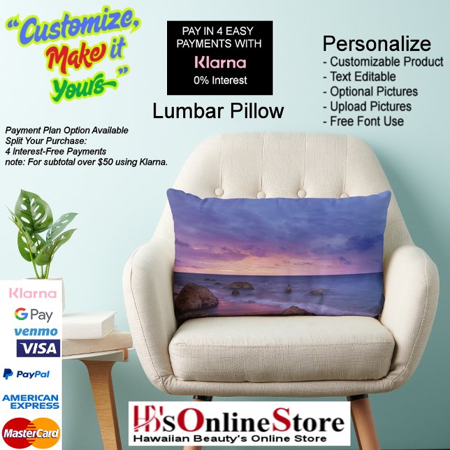 Sunset Beach Polyester Ländryggskudde 13 Lumbarkudde (Sunset Beach Polyester Lumbar Pillow 13.)