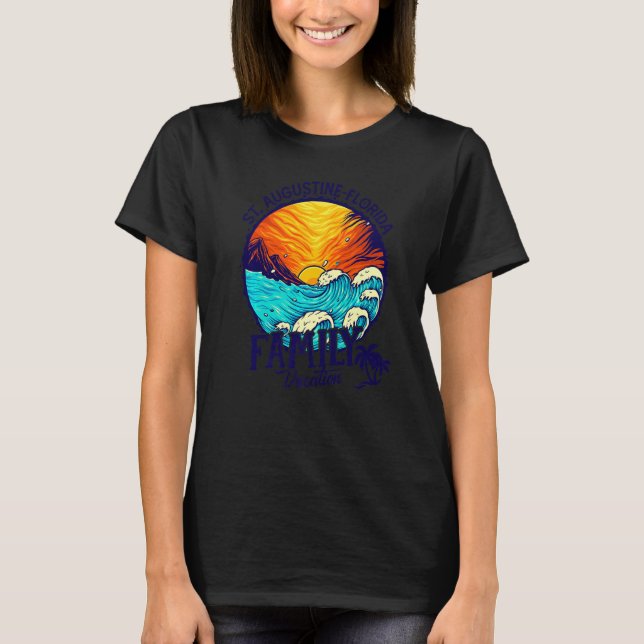 Sunset Beach Retro St Augustine Florida Family Vac T Shirt (Framsida)