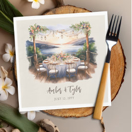 Sunset Beach Rustic Fairy Ljus bröllopsmottagning Pappersservett