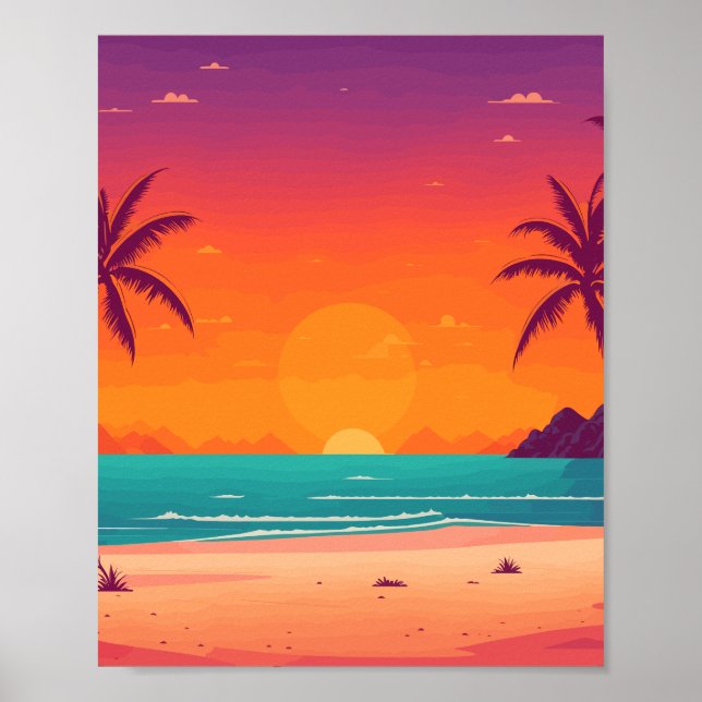 Sunset Beach Scene Poster (Framsidan)
