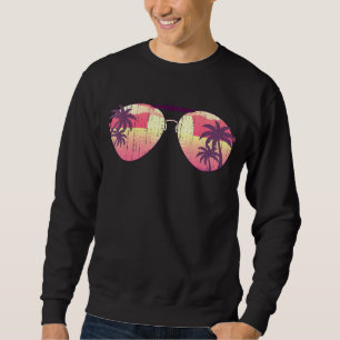 Sunset Beach Summer Vibes Handflatan Träd Tropical Lång Ärmad Tröja