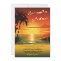 Sunset Beach Thecked Wedding bjudande