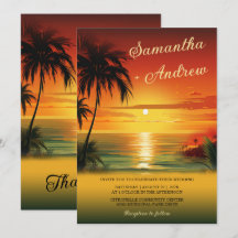Sunset Beach Thecked Wedding bjudande
