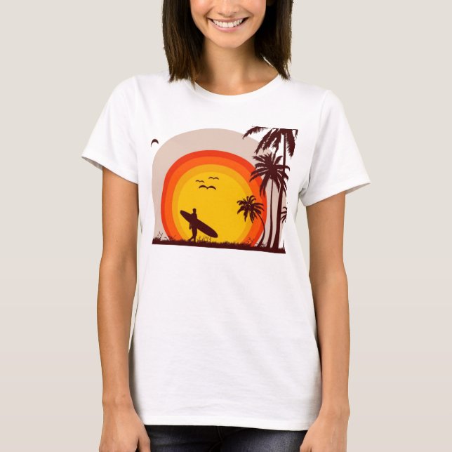 Sunset Beach Top Tee Shirt (Framsida)