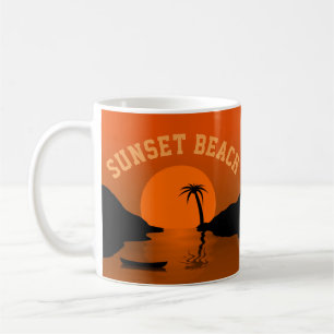 Sunset Beach Tropical Orange Art Kaffemugg