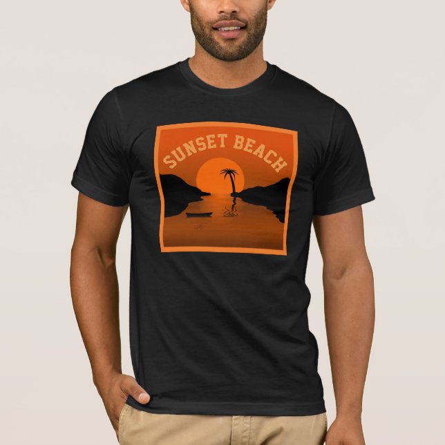 Sunset Beach Tropical Orange Art T Shirt (Framsida)