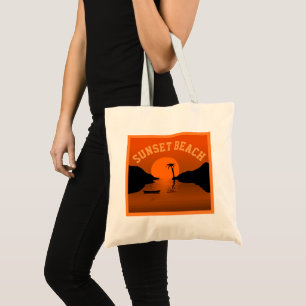 Sunset Beach Tropical Orange Art Tygkasse