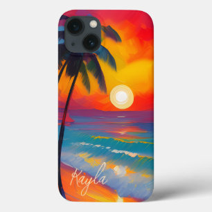 Sunset Beach Vibes Personlig iPhone/iPad-fall