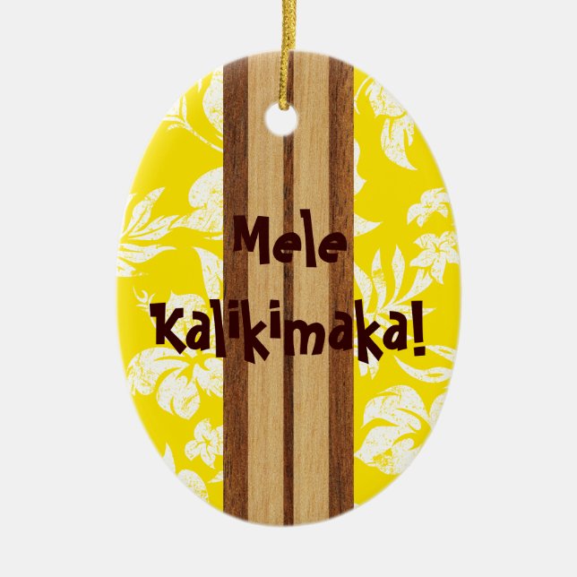 Sunset Beach Vintage Surfboard Ornament (Framsidan)