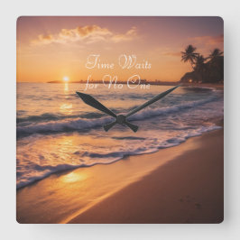 Sunset Beach Walk Clock Fyrkantig Klocka