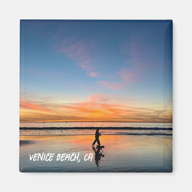 Sunset Beach Walk - Venice Beach, CA Magnet (Framsidan)