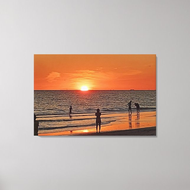Sunset Beach Wall Art Coastal Ocean Decor Canvastryck (Framsida)