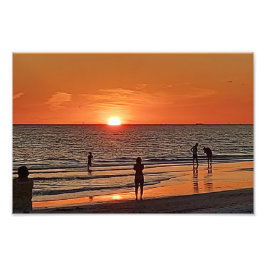 Sunset Beach Wall Art Coastal Ocean Decor Fototryck