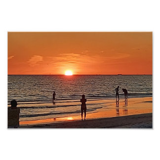 Sunset Beach Wall Art Coastal Ocean Decor Fototryck