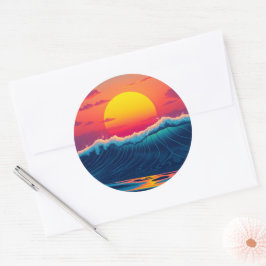 Sunset Beach Wave Runt Klistermärke
