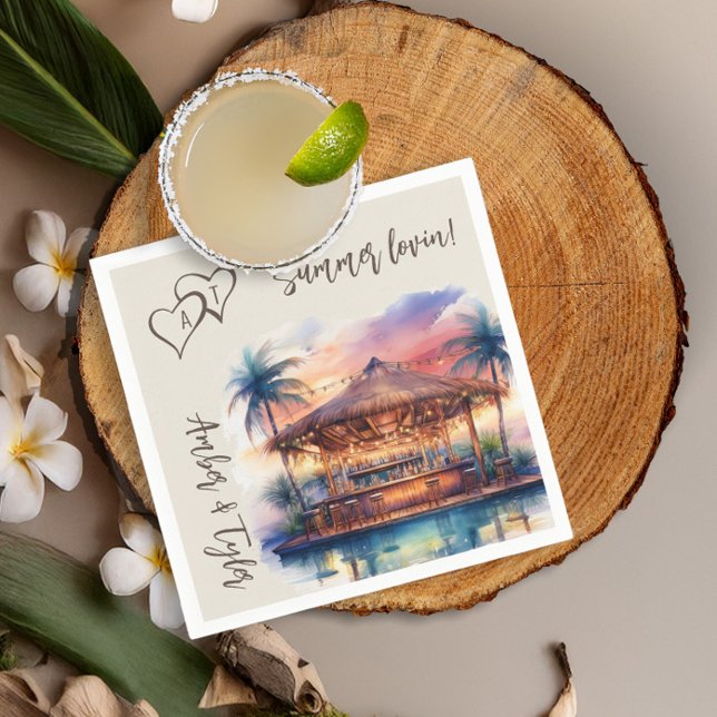 Sunset Beach Wedding Bassäng Pub Cocktail Pappersservett (Cocktail napkins from the Sunset Beach Wedding Collection by Darling & May)