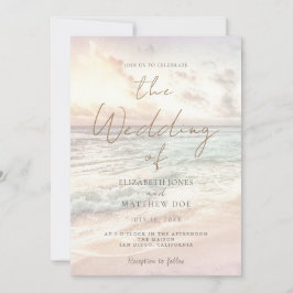 Sunset Beach Wedding Beachfront Wedding Invitation Inbjudningar