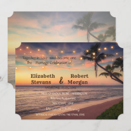 Sunset Beach Wedding , Handflatan, Ljus inbjudan