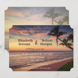 Sunset Beach Wedding , inbjudan till Handflatan