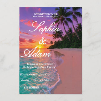 Sunset Beach Wedding Invitation Inbjudningar