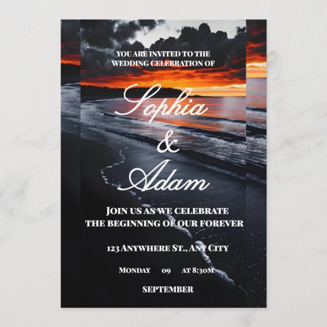 Sunset Beach Wedding Invitation Inbjudningar (Framsida)
