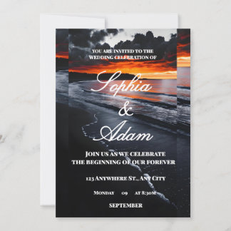 Sunset Beach Wedding Invitation Tack Kort