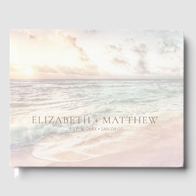 Sunset Beach Wedding | Oceanside Wedding Gästböcker (Framsida)