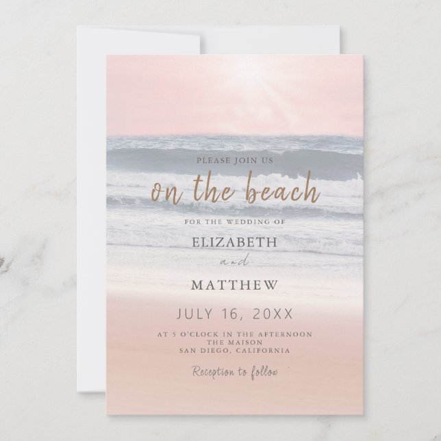 Sunset Beach Wedding | Oceanside Wedding Inbjudningar (Framsida)