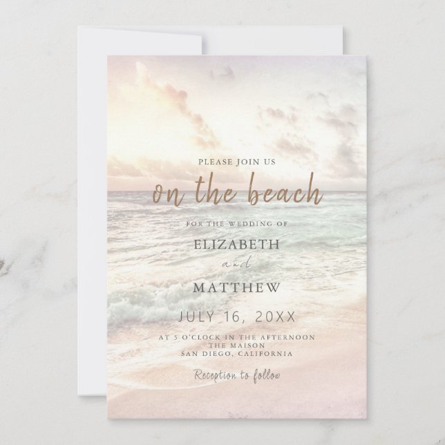 Sunset Beach Wedding | Oceanside Wedding Inbjudningar (Framsida)