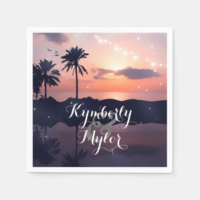 Sunset Beach Wedding Pappersservett (Framsidan)