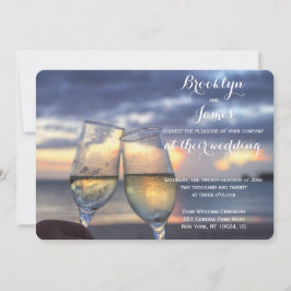 Sunset Beach Wedding Round Inbjudningar