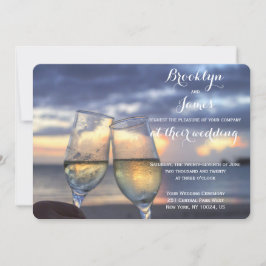 Sunset Beach Wedding Round Inbjudningar