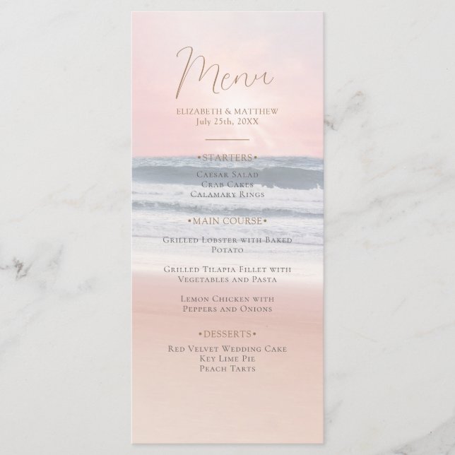 Sunset Beach Wedding | Seaside Beach Wedding Meny (Framsida)