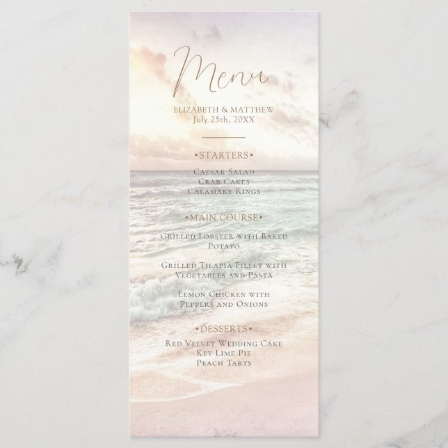 Sunset Beach Wedding | Seaside Beach Wedding Meny (Framsida)