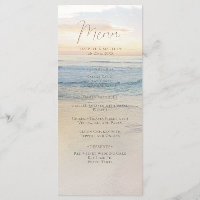 Sunset Beach Wedding | Seaside Beach Wedding Meny (Framsida)