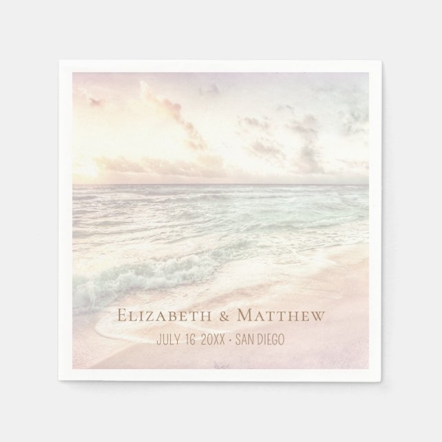 Sunset Beach Wedding | Seaside Wedding Pappersservett (Framsidan)