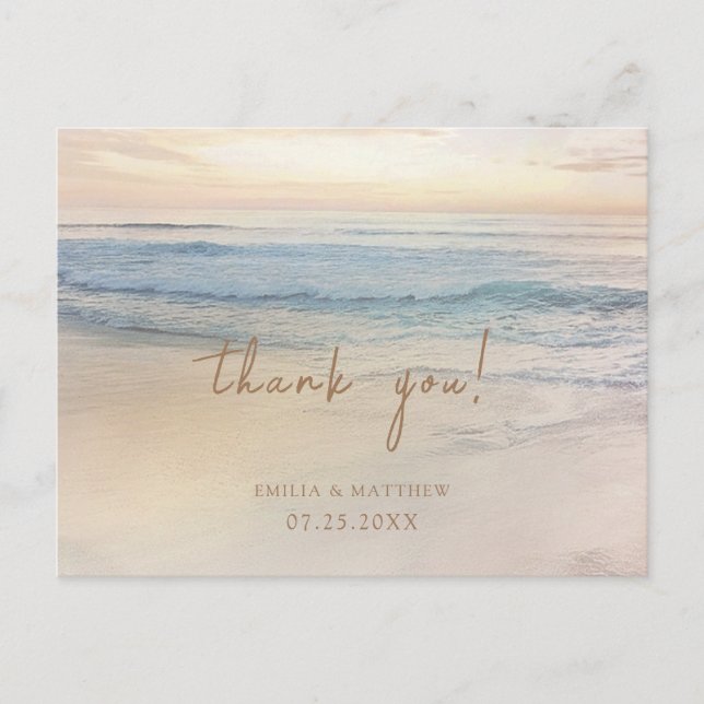 Sunset Beach Wedding Thank you Postcard Vykort (Framsida)